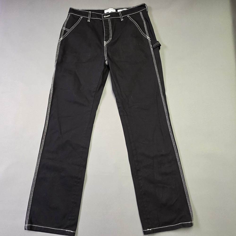 American Apparel Carpenter Jean Mens 32 Black Excellent Contrast Stitch Denim